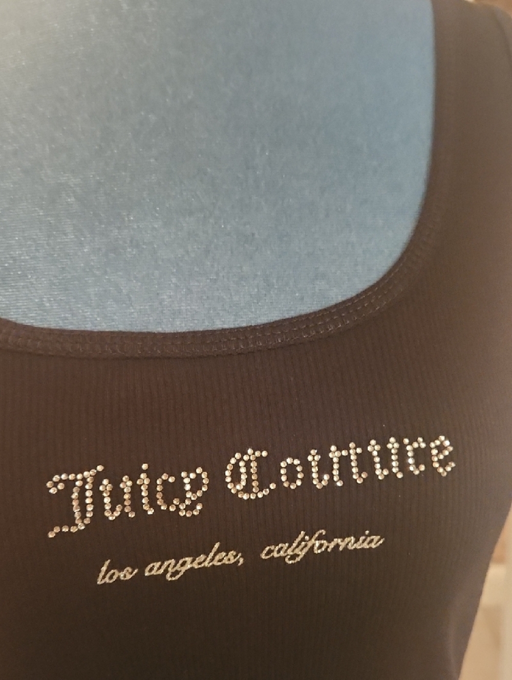 Juicy Couture Black Rhinestone Logo Ribbed Tank Small - Picture 2 of 13